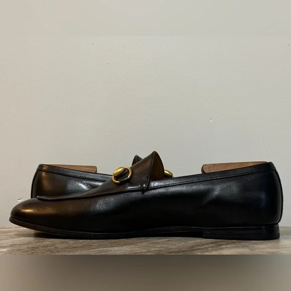 GUCCI BRIXTON Black Leather Horsebit Loafers US 8 Gucci 7.5 Jordaan $1100 - Picture 6 of 12